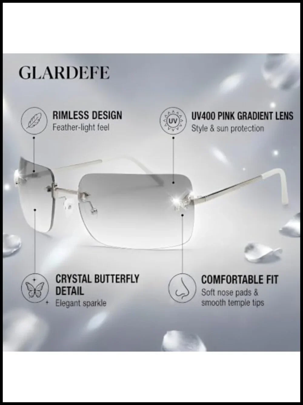 Rimless Square Sunglasses – Trendy Y2K Retro Shades with UV Protection
